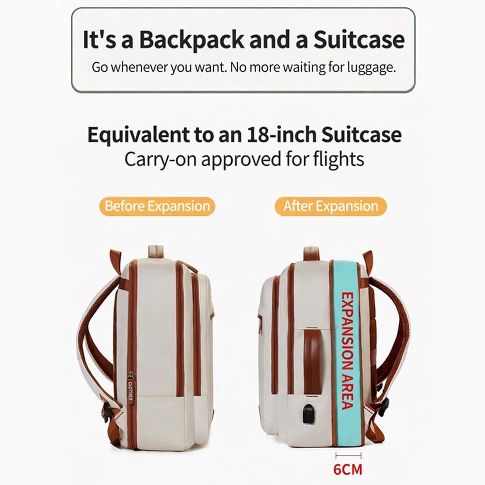 YT-02181 Expandable Slim Nylon Backpack - Horizontal Zip - view 2