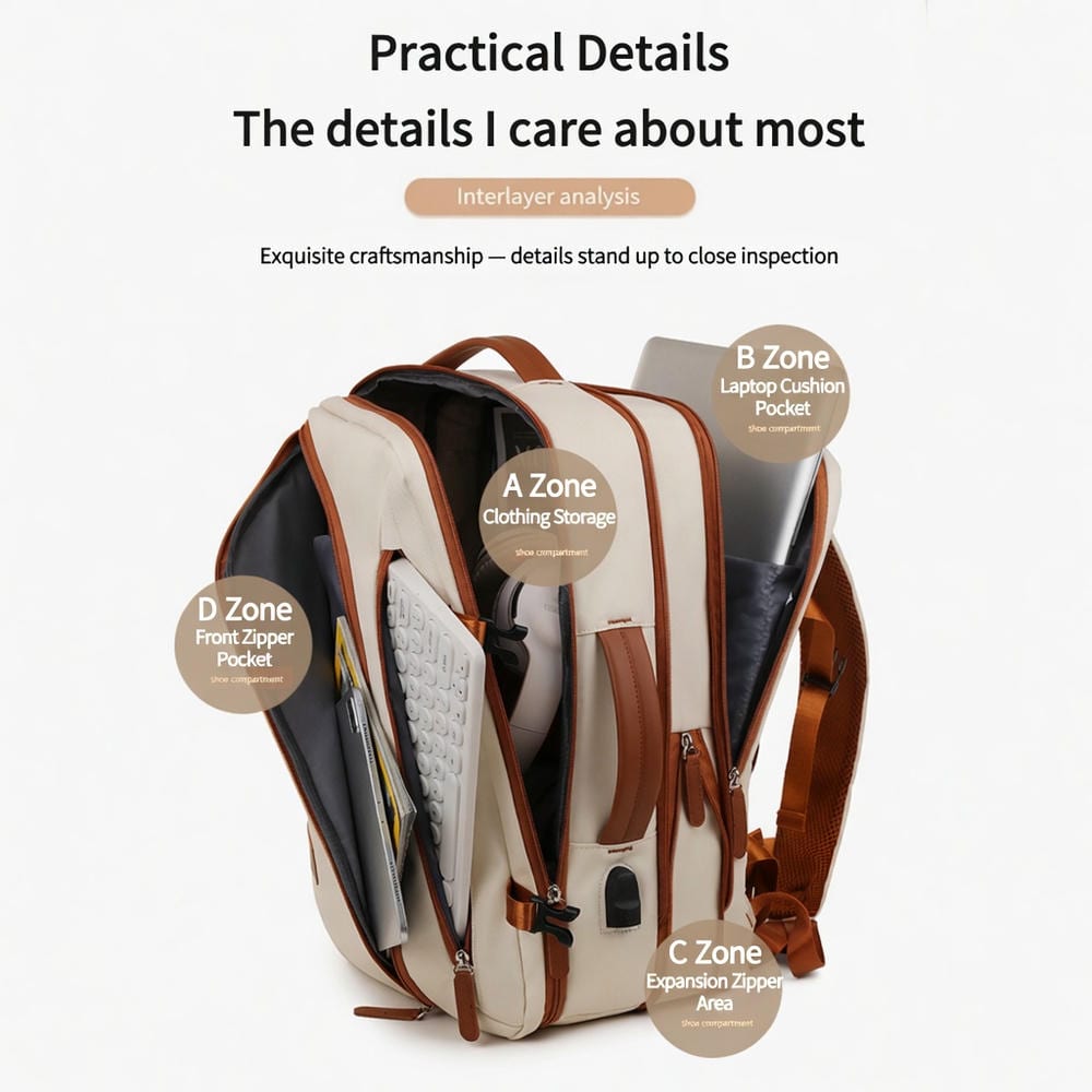 YT-02184 Expandable Nylon Backpack - Dual Zip - view 3