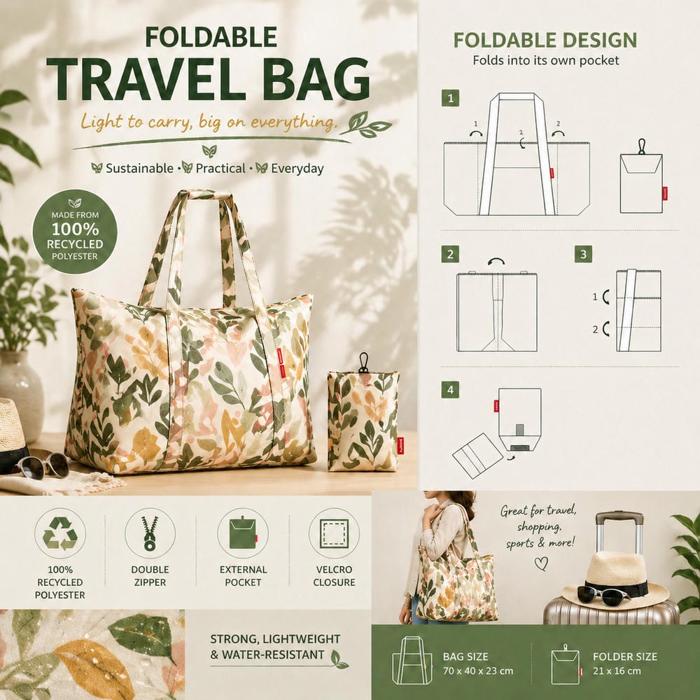 YT-RPET-03 RPET Foldable Travel Tote